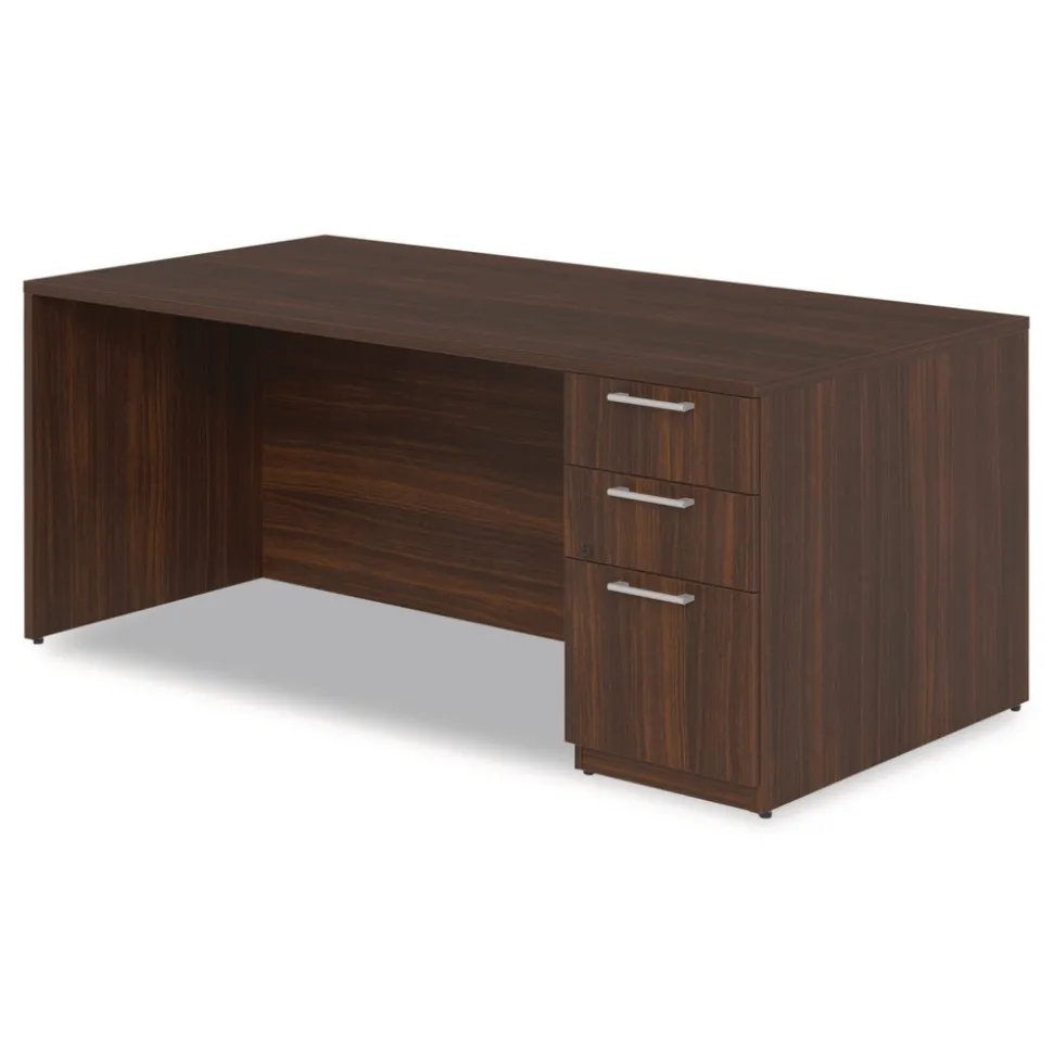 Alera 72 in. x 36 in. x 29 in. Seville Series Single Right Pedestal Desk - Mahogany