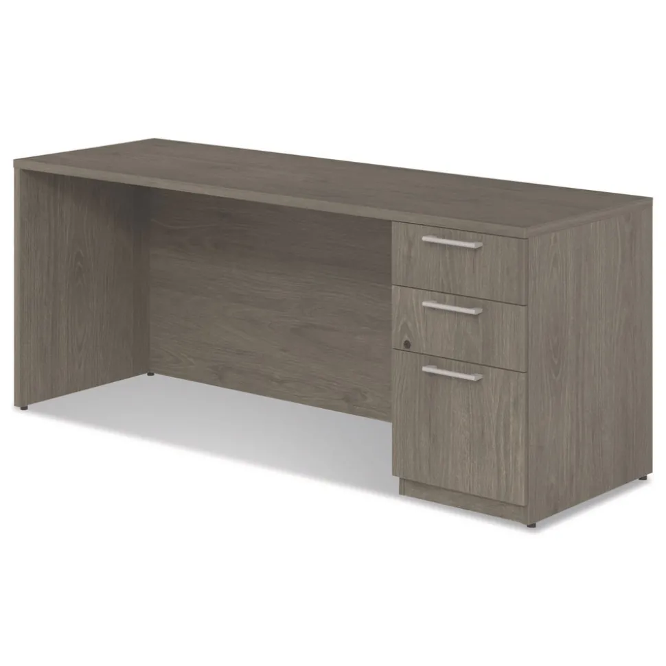 Alera 72 in. x 24 in. x 29 in. Seville Series Credenza with Right Pedestal - Walnut