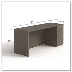 Alera 72 in. x 24 in. x 29 in. Seville Series Credenza with Right Pedestal - Walnut