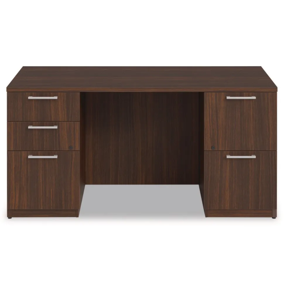Alera 60 in. x 30 in. x 29 in. Seville Series Double Pedestal Desk - Mahogany