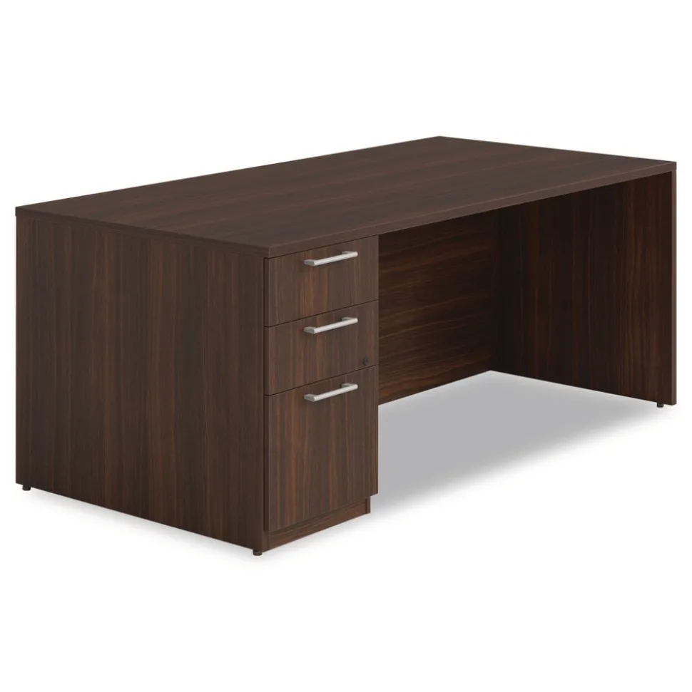 Alera 72 in. x 36 in. x 29 in. Seville Series Single Left Pedestal Desk - Mahogany