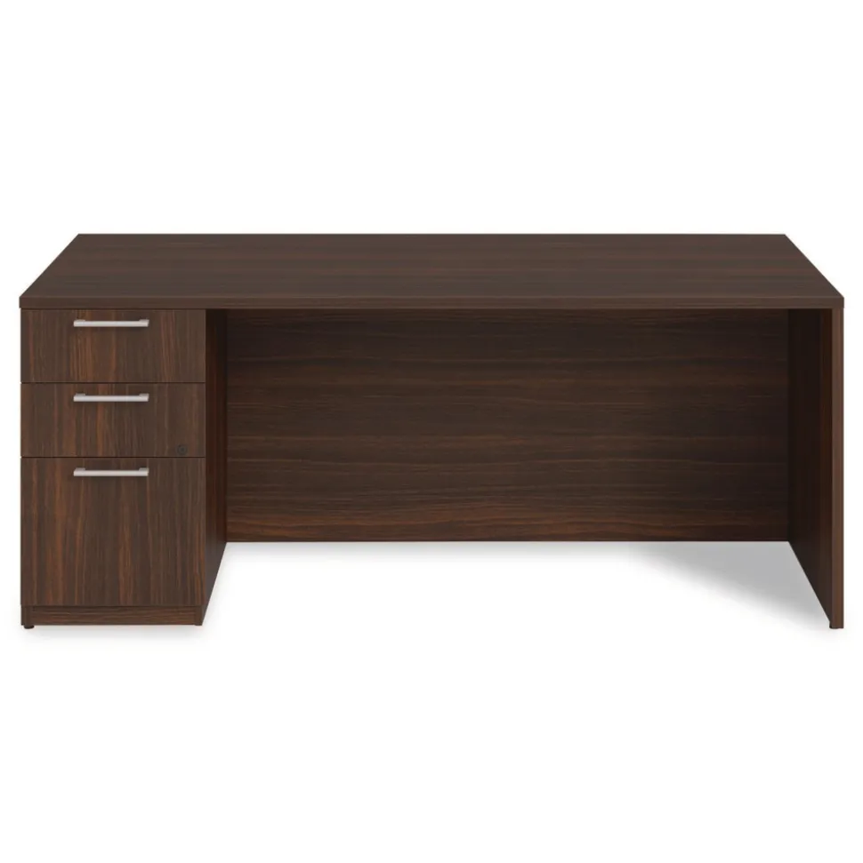 Alera 72 in. x 36 in. x 29 in. Seville Series Single Left Pedestal Desk - Mahogany