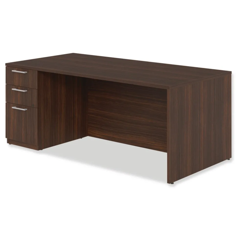Alera 72 in. x 36 in. x 29 in. Seville Series Single Left Pedestal Desk - Mahogany
