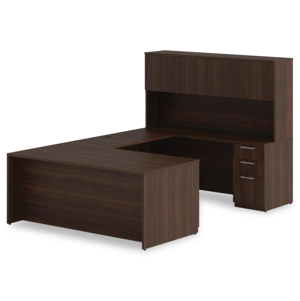 Alera 72 in. x 36 in. x 29 in. Seville Series Single Left Pedestal Desk - Mahogany