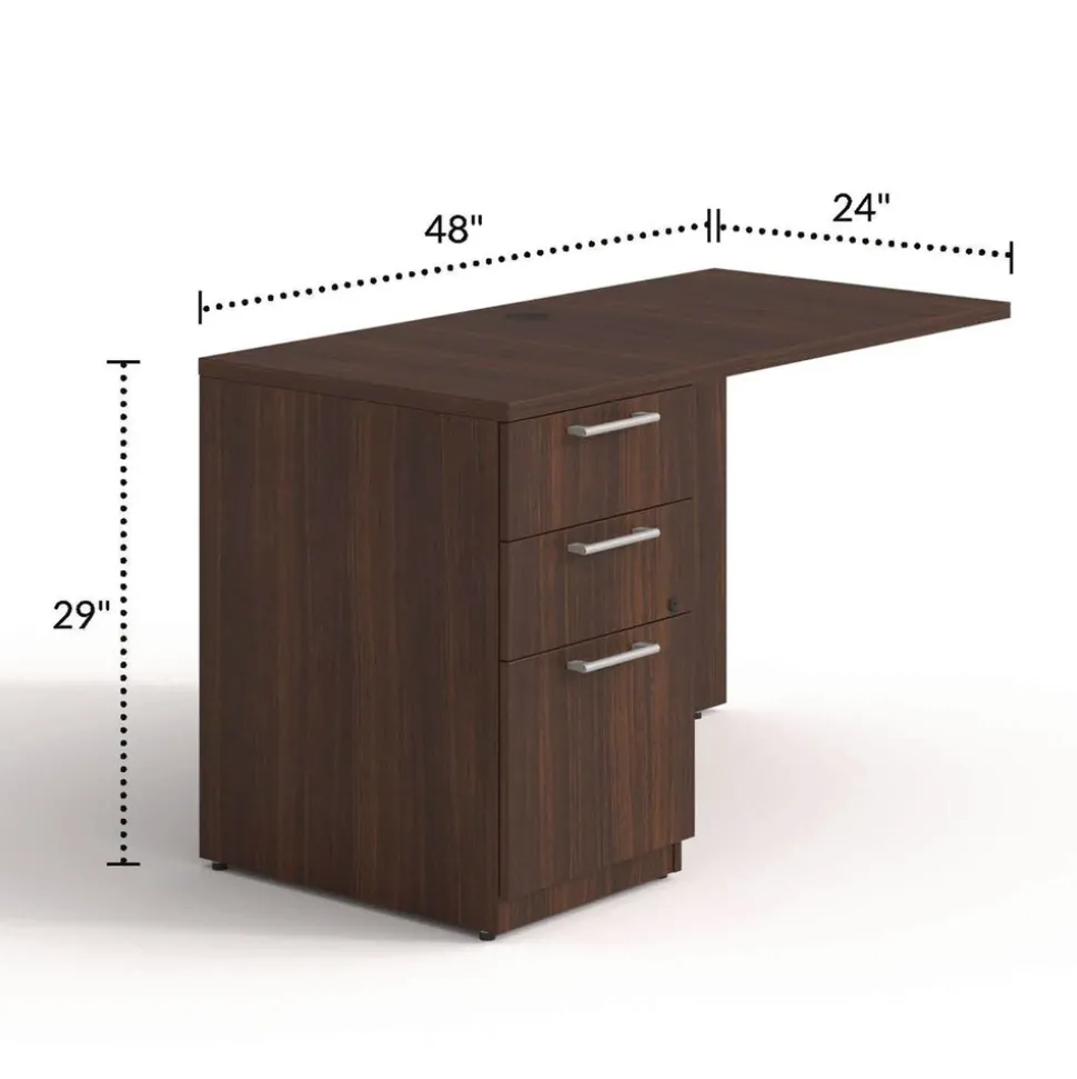 Alera 48 in. x 24 in. x 29 in. Seville Series Left Desk Return with Pedestal - Mahogany