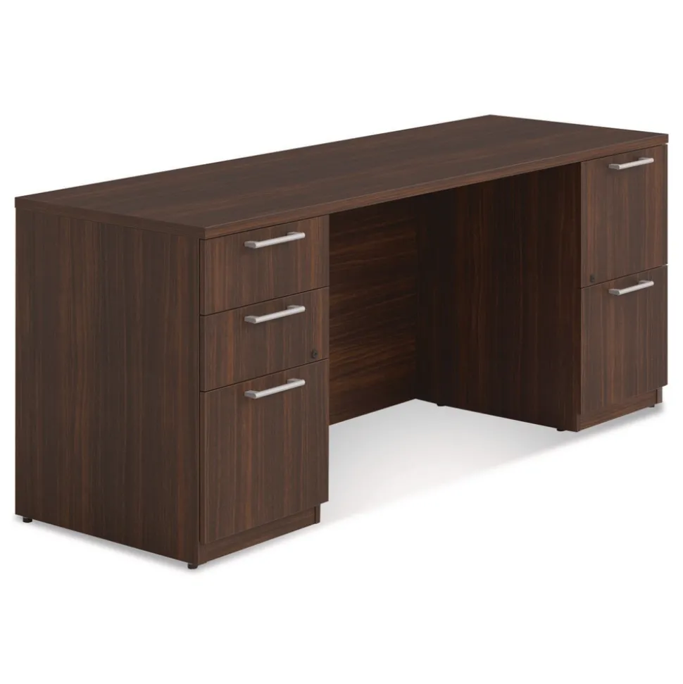 Alera 72 in. x 24 in. x 29 in. Seville Series Double Pedestal Credenza - Mahogany