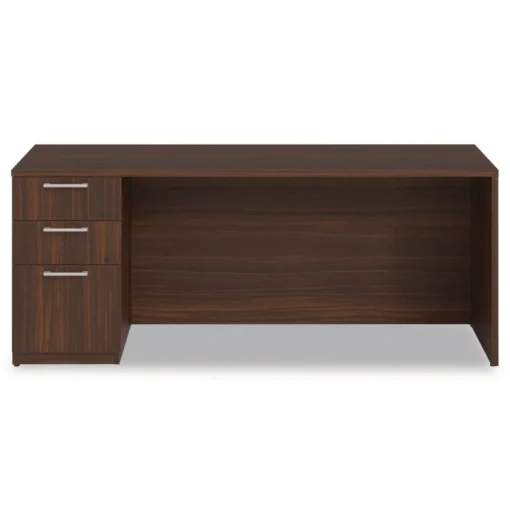 Alera 72 in. x 24 in. x 29 in. Seville Series Credenza with Left Pedestal - Mahogany