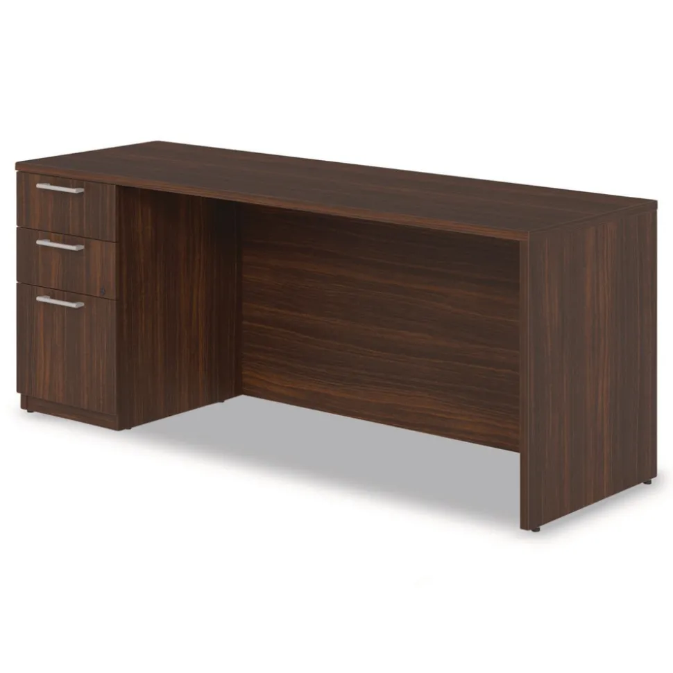 Alera 72 in. x 24 in. x 29 in. Seville Series Credenza with Left Pedestal - Mahogany