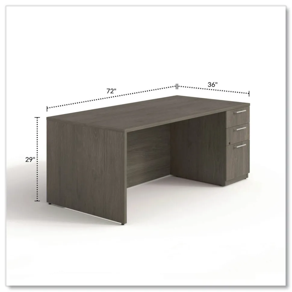 Alera 72 in. x 36 in. x 29 in. Seville Series Single Right Pedestal Desk - Walnut