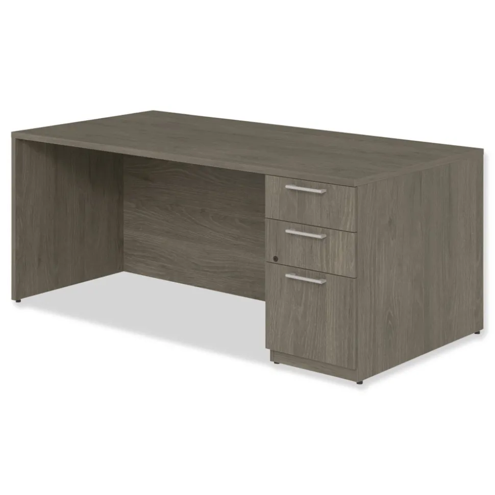 Alera 72 in. x 36 in. x 29 in. Seville Series Single Right Pedestal Desk - Walnut