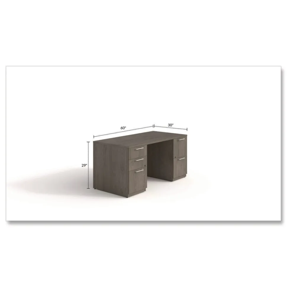 Alera 60 in. x 30 in. x 29 in. Seville Series Double Pedestal Desk - Walnut