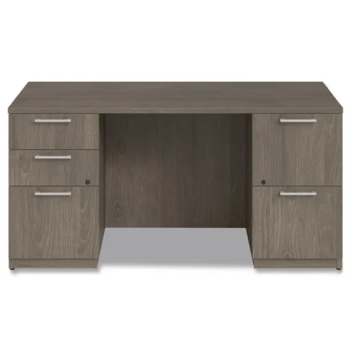 Alera 60 in. x 30 in. x 29 in. Seville Series Double Pedestal Desk - Walnut
