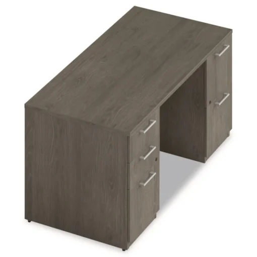 Alera 60 in. x 30 in. x 29 in. Seville Series Double Pedestal Desk - Walnut