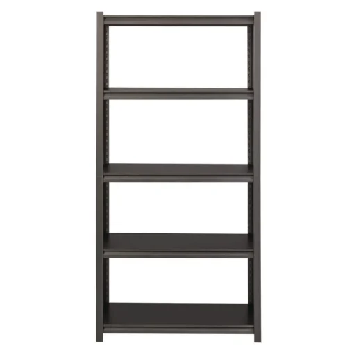 Alera 36 in. x 18 in. x 72 in. 5-Shelf Steel Shelving Unit with Laminate Shelves - Black/Gun Metal Gray