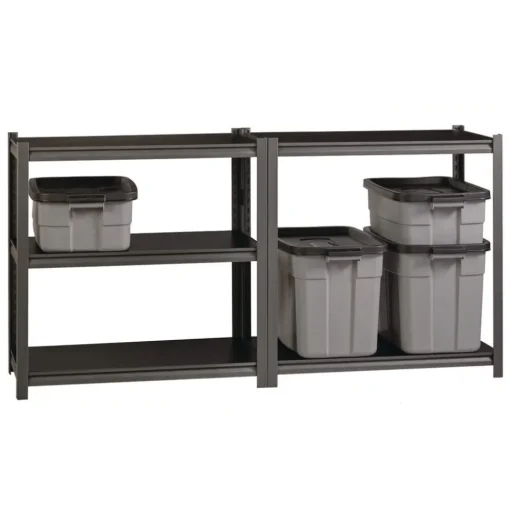 Alera 36 in. x 18 in. x 72 in. 5-Shelf Steel Shelving Unit with Laminate Shelves - Black/Gun Metal Gray