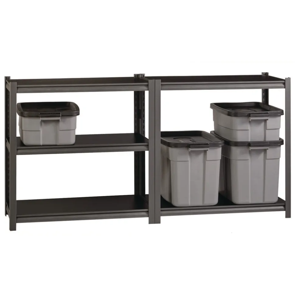 Alera 36 in. x 18 in. x 72 in. 5-Shelf Steel Shelving Unit with Laminate Shelves - Black/Gun Metal Gray