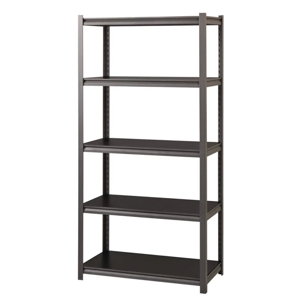Alera 36 in. x 18 in. x 72 in. 5-Shelf Steel Shelving Unit with Laminate Shelves - Black/Gun Metal Gray