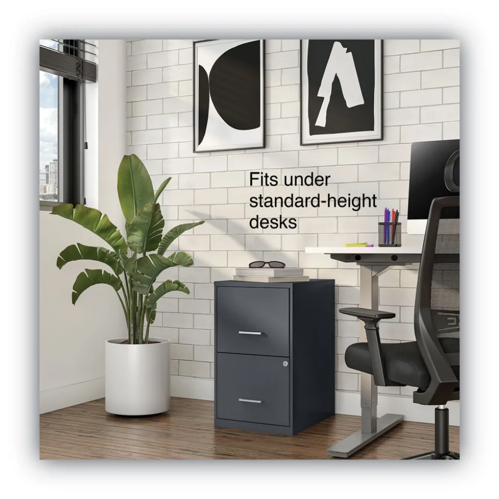 Alera 14 in. x 18 in. x 24.1 in. Soho 2-Drawer Vertical Letter File Cabinet - Charcoal