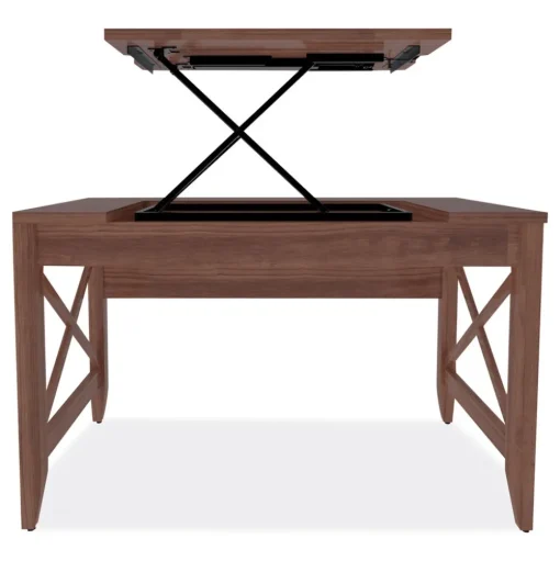 Alera 47.25 in. x 23.63 in. x 29.5 in. to 43.75 in. Sit-to-Stand Table Desk - Modern Walnut