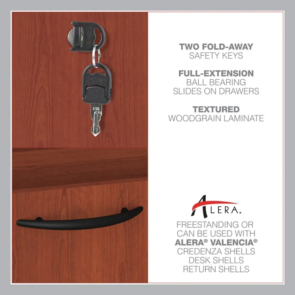 Alera 15.63 in. x 20.5 in. x 19.25 in. Valencia Series 2-Drawer Hanging File Pedestal - Cherry