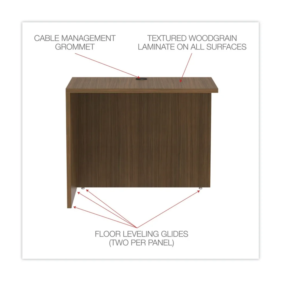 Alera 35 in. x 23.63 in. x 29.5 in. Valencia Series Reversible Return/Bridge Shell - Modern Walnut