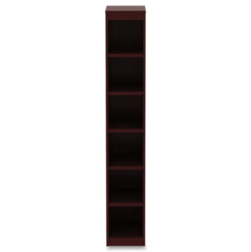 Alera 11.81 in. x 11.81 in. x 71.73 in. Valencia Series 6 Shelf Narrow Profile Bookcase - Mahogany