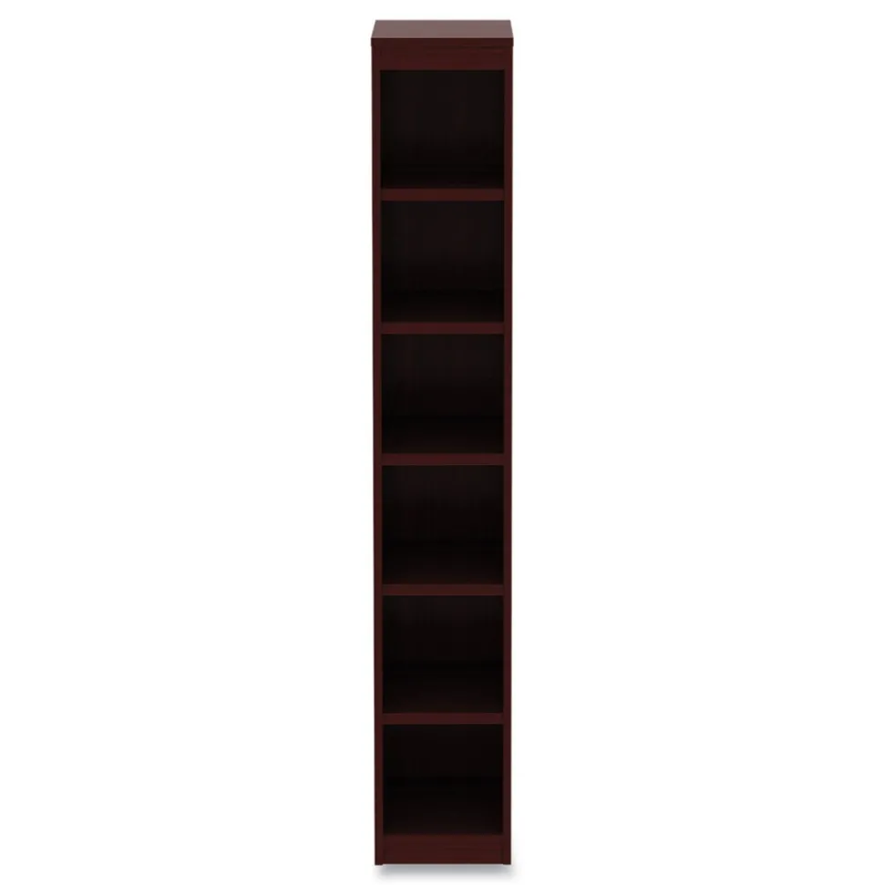 Alera 11.81 in. x 11.81 in. x 71.73 in. Valencia Series 6 Shelf Narrow Profile Bookcase - Mahogany