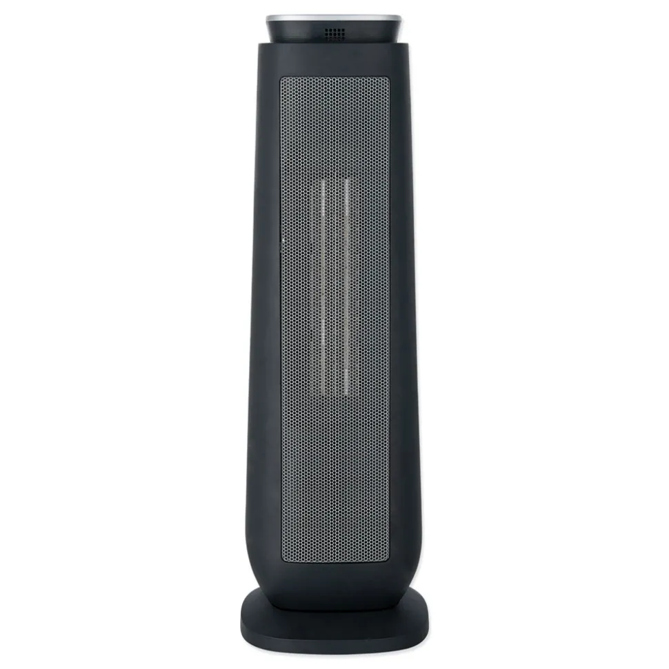 Alera 1500 W 7.17 in. x 7.17 in. x 22.95 in. Ceramic Heater Tower with Remote Control - Black