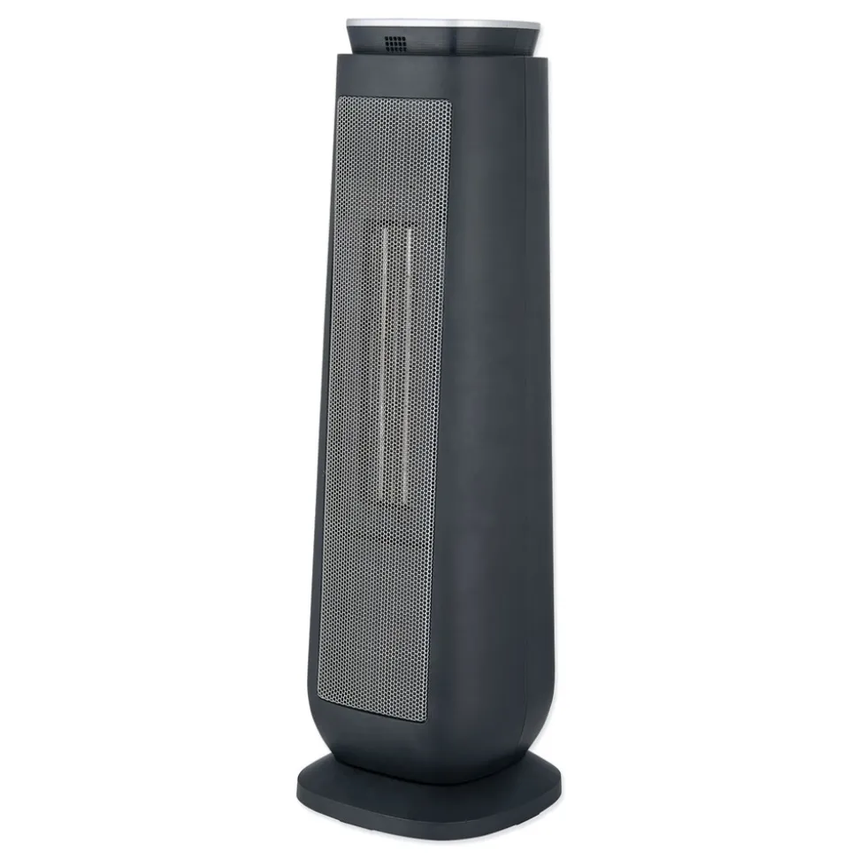 Alera 1500 W 7.17 in. x 7.17 in. x 22.95 in. Ceramic Heater Tower with Remote Control - Black