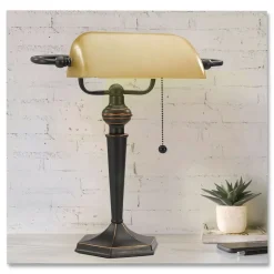 Alera 13 Watt 2 Prong 16 in. High Corded Banker's Lamp - Antique Bronze