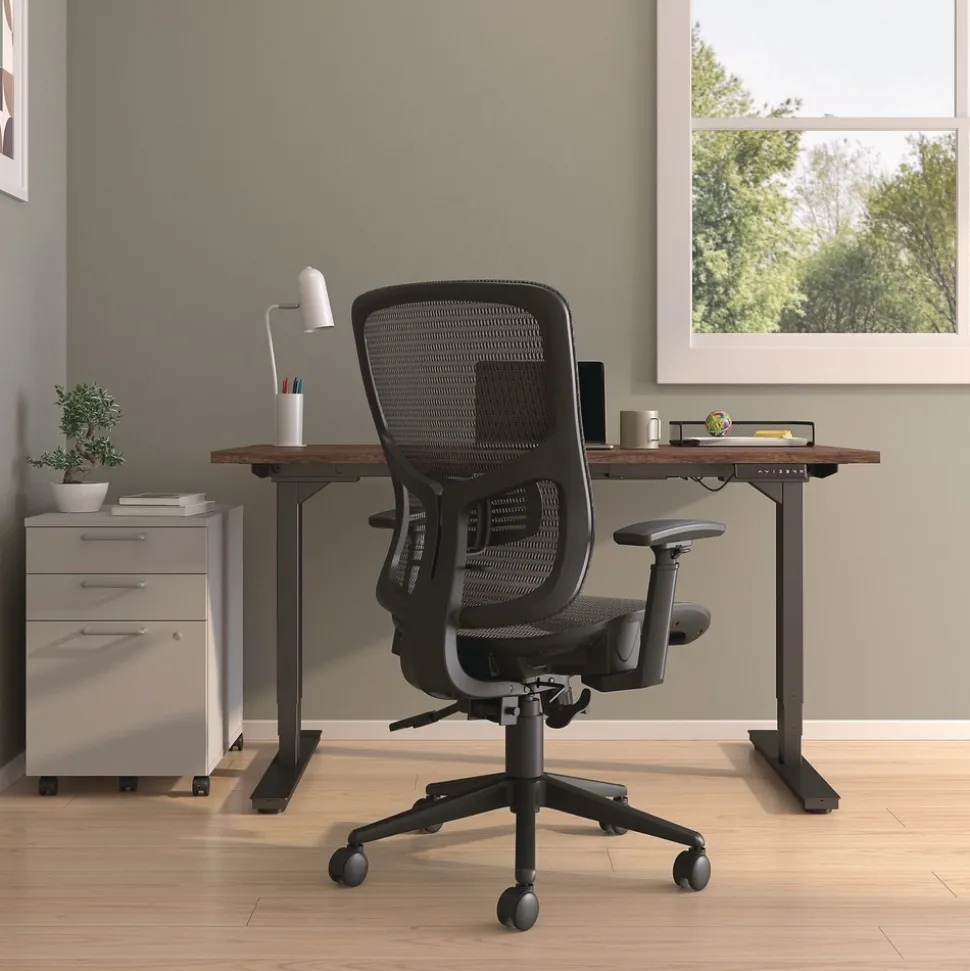 Alera ALEHL42BME18 Hollins Ergonomic Mesh Swivel Task Chair Supports Up to 275lb 18.57 to 22.54 Seat Height Black Seat/Back Black Base