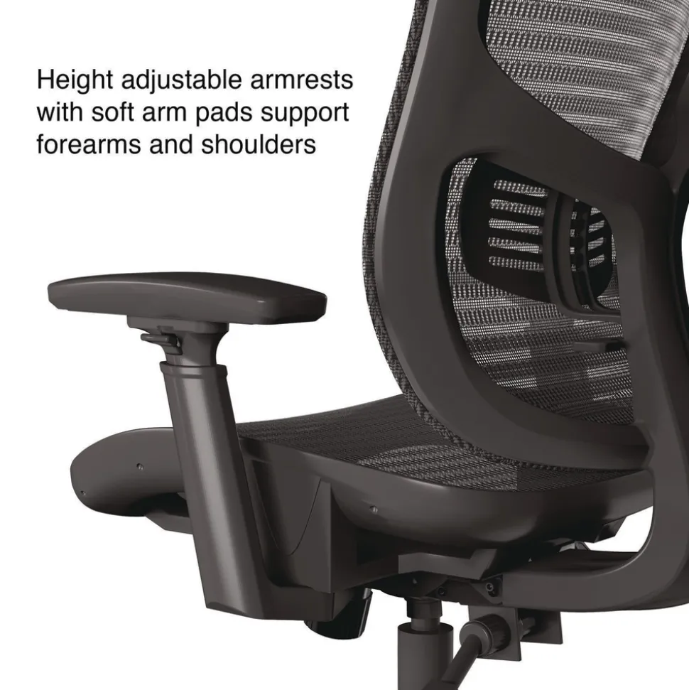 Alera ALEHL42BME18 Hollins Ergonomic Mesh Swivel Task Chair Supports Up to 275lb 18.57 to 22.54 Seat Height Black Seat/Back Black Base