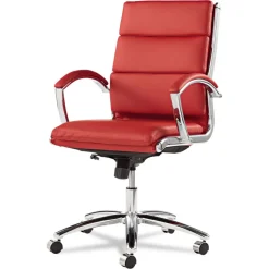 Alera Alera Neratoli Series Mid-Back Swivel/tilt Chair, Red Soft Leather, Chrome Frame