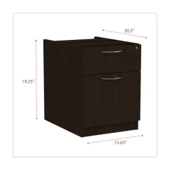 Alera ALEVA552222ES 15.63 in. x 20.5 in. x 19.25 in. Valencia Series 2-Drawer Hanging File Pedestal - Espresso