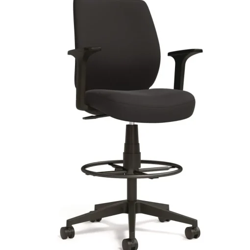 Alera ALEWX4614 27.95 in. to 33.66 in. Seat Height Supports Up to 275 lbs. Fabric Wessex Drafting Stool - Black