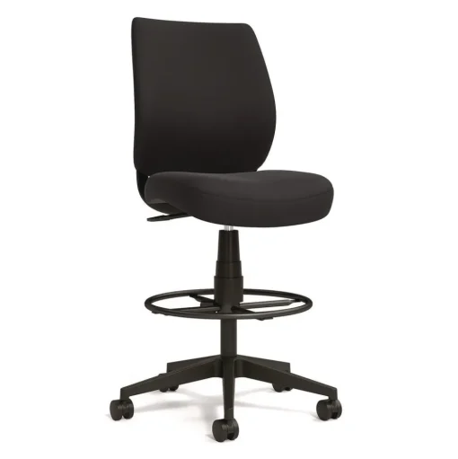 Alera ALEWX4614 27.95 in. to 33.66 in. Seat Height Supports Up to 275 lbs. Fabric Wessex Drafting Stool - Black