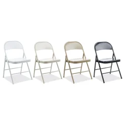Alera Armless Steel Folding Chair Supports Up to 275 lbs. - Black (4/Carton)
