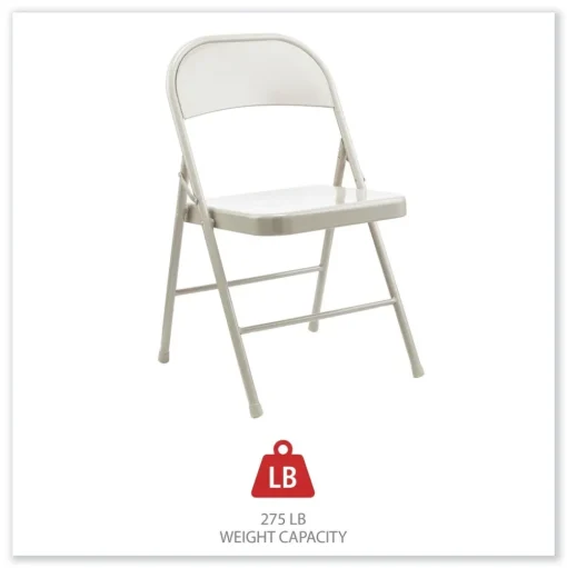 Alera Armless Steel Folding Chair Supports Up to 275 lbs. - Taupe (4/Carton)