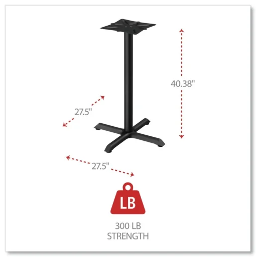 Alera Hospitality Series 27.5 in. x 40.38 in. 300 lbs. Capacity Steel Single-Column Bases - Black