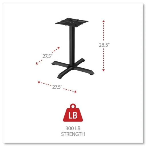 Alera Hospitality Series 27.5 in. x 28.5 in. 300 lbs. Capacity Steel Single-Column Bases - Black
