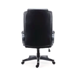 Alera Kirkdale 16.18 to 22.76 Seat Height Bonded Leather Manager Chair Supports Up to 275 lbs. - Black Seat/Back/Black Base