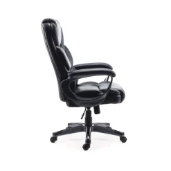 Alera Kirkdale 16.18 to 22.76 Seat Height Bonded Leather Manager Chair Supports Up to 275 lbs. - Black Seat/Back/Black Base
