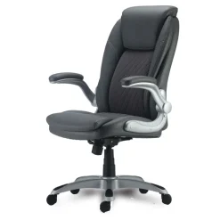 Alera Leithen Bonded Leather Midback Chair Supports Up to 275 lbs. - Gray/Silver