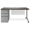 Alera Modern Teacher Series 60 in. x 24 in. x 28.75 in. Left-Side Pedestal: Box/Box/File Pedestal Desk - Charcoal Woodgrain/Gray