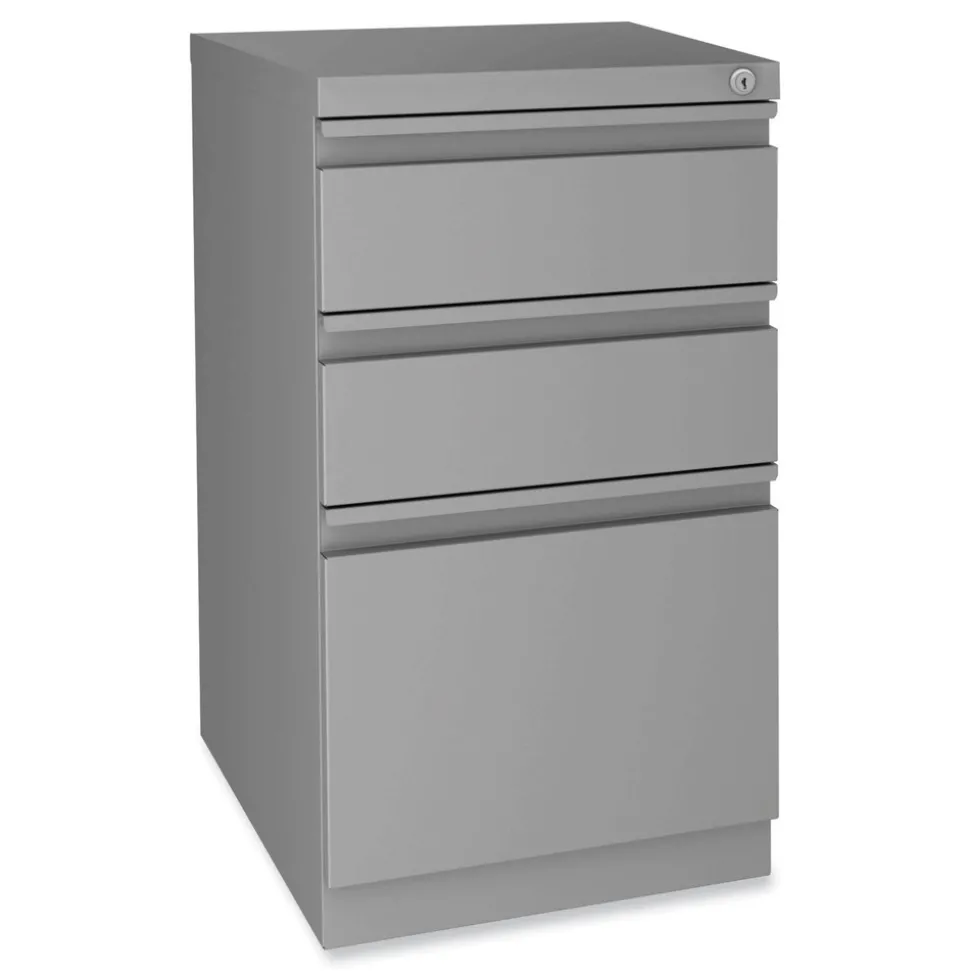 Alera Modern Teacher Series 60 in. x 24 in. x 28.75 in. Left-Side Pedestal: Box/Box/File Pedestal Desk - Charcoal Woodgrain/Gray