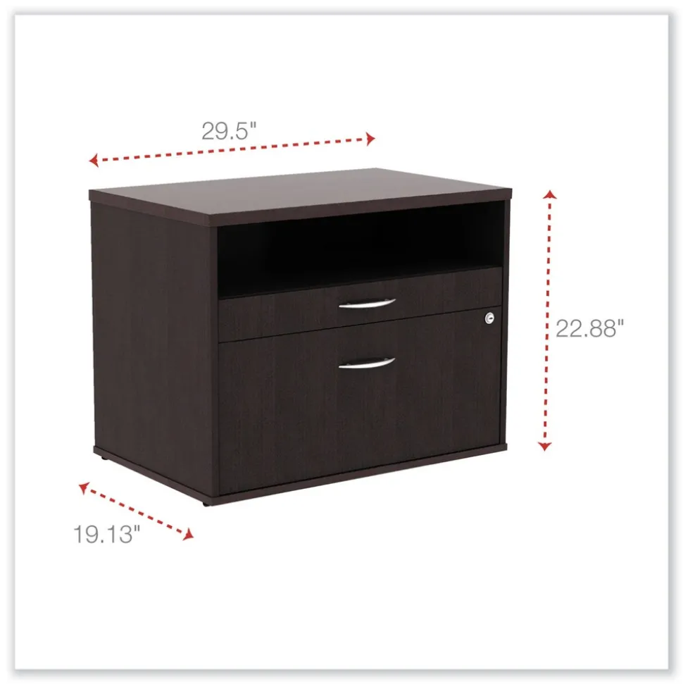 Alera Open Office Desk Series 29.5 x 19.13 x 22.88 Legal/Letter Low File 2-Drawer Cabinet Credenza - Espresso