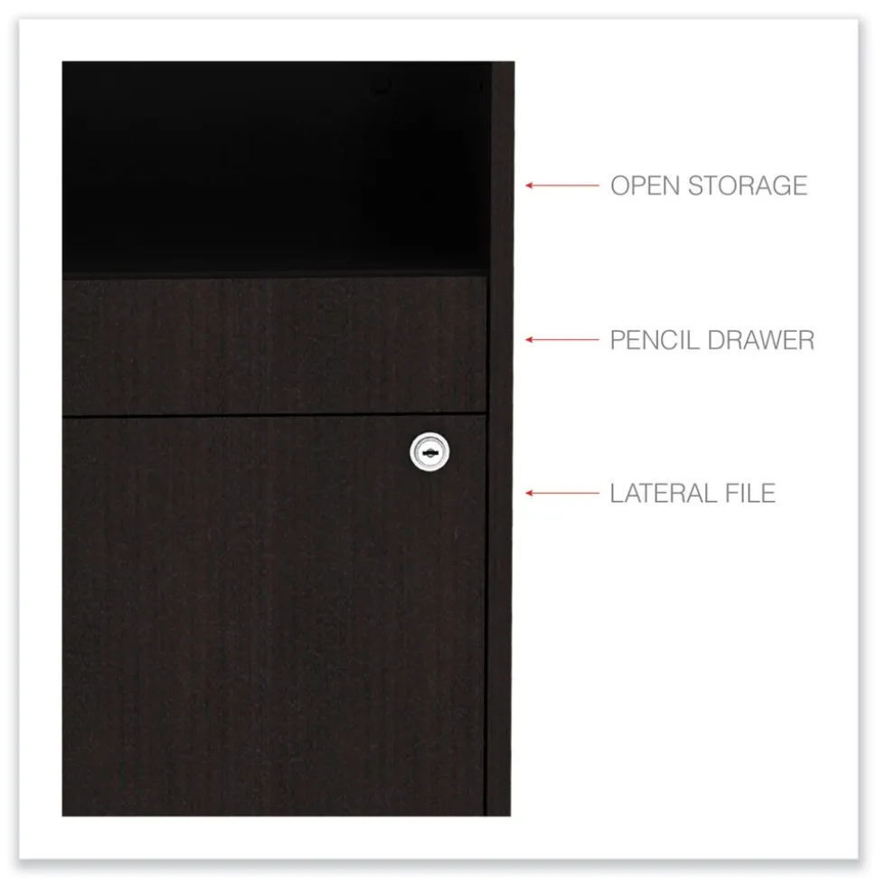 Alera Open Office Desk Series 29.5 x 19.13 x 22.88 Legal/Letter Low File 2-Drawer Cabinet Credenza - Espresso