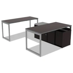 Alera Open Office Desk Series 47.25 to 70.78w x 23.63d x 28.5h Adjustable O-Leg Desk Base - Silver