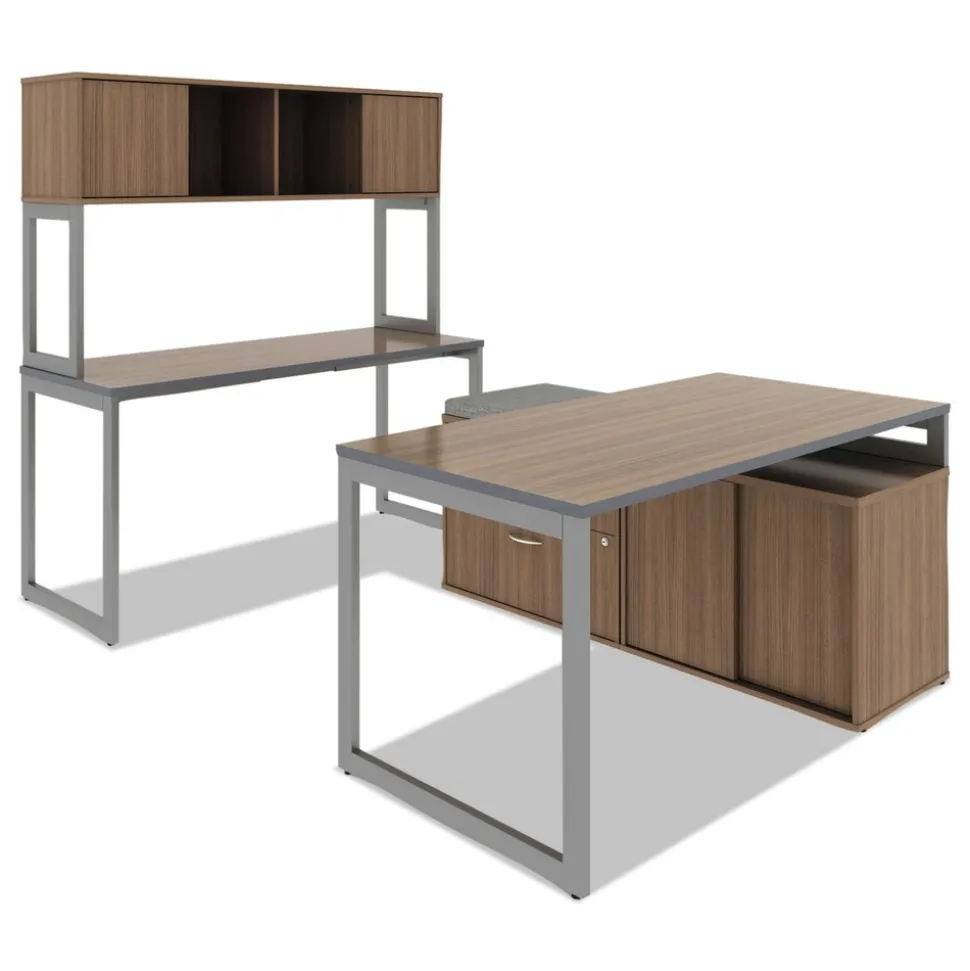 Alera Open Office Desk Series 47.25 to 70.78w x 23.63d x 28.5h Adjustable O-Leg Desk Base - Silver