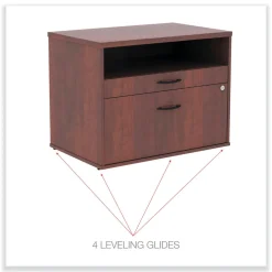Alera Open Office Desk Series 29.5 x 19.13 x 22.88 Legal/Letter Low File 2-Drawer Cabinet Credenza - Cherry